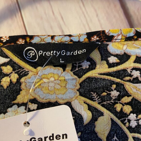 PRETTYGARDEN Women Boho Summer Side Split Deep V Neck Short Sleeves Maxi Dress - Picture 8 of 9